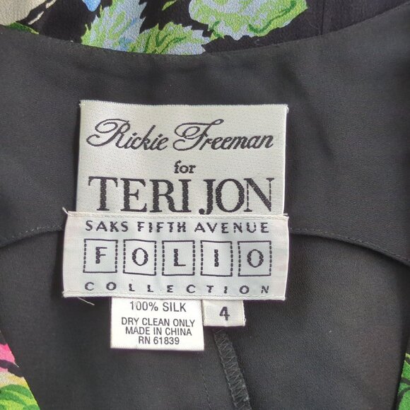 Rickie Freeman for Teri Jon Vintage Silk Dress Sleeveless Floral Colorful Maxi 4 - Picture 8 of 13